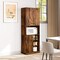 Rustic Brown Freestanding Kitchen Pantry with Microwave Countertop Cabinets and Open Shelves